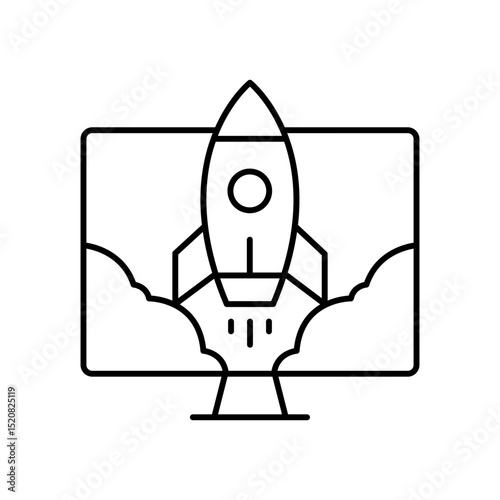 Rocket Startup Launch Line Icon