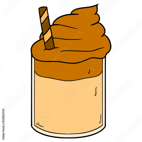 dalgona coffee illustration hand drawn isolated vector