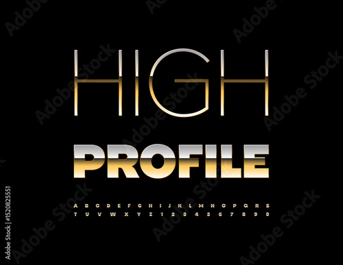 Vector Classy icon High Profile. Luxury Gold Font. Elite Luxury Alphabet Letters and Numbers set.