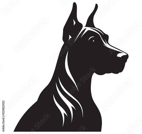 Black Doberman Dog Silhouette Vector Graphic Profile