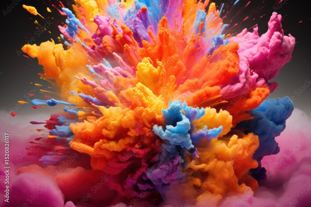 Obraz premium Colorful explosion of paint creates a vibrant artistic display in a studio setting