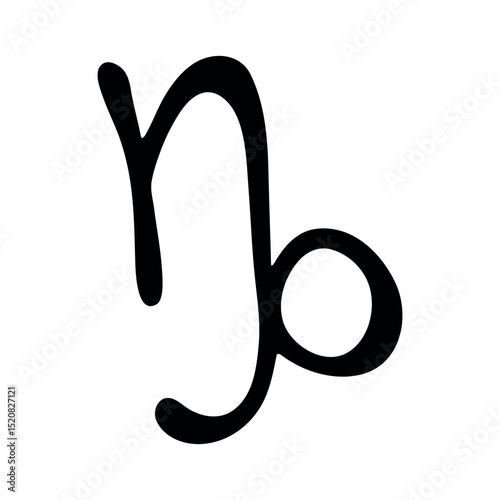 Hand drawn capricorn zodiac sign Esoteric symbol doodle Astrology clipart Element for design