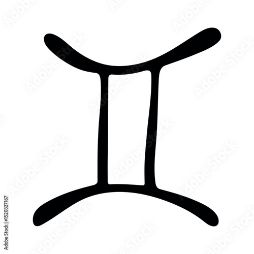 Hand drawn gemini zodiac sign Esoteric symbol doodle Astrology clipart Element for design