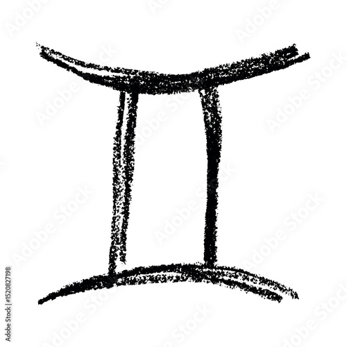 Hand drawn gemini zodiac sign Esoteric symbol doodle Astrology clipart Element for design