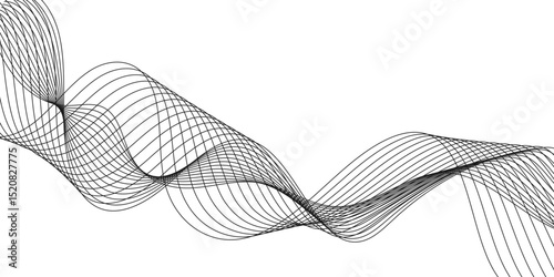 Abstract black background with a glowing abstract waves. Abstract wave element for design. Digital frequency track equalizer, Futuristic background design. Long exposure, Light painting photography.