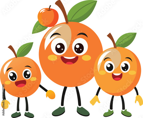 Happy orange family cartoon illustration
