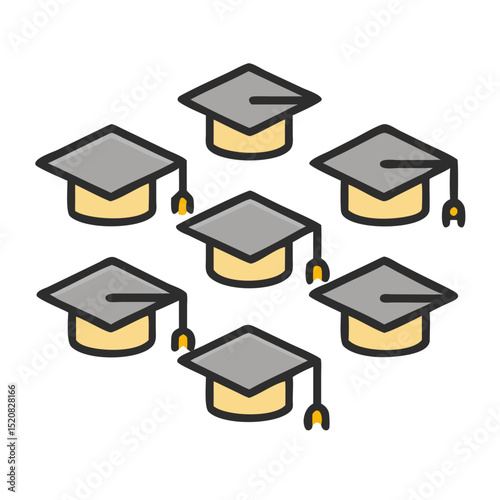 Graduation cap and diploma, symbols of academic success and educational achievement, isolated on white