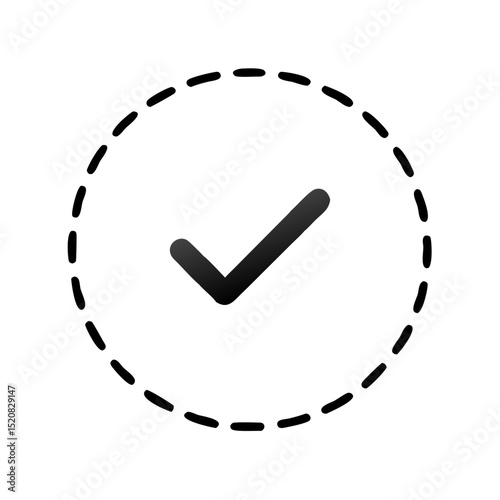 Black checkmark with dashed circle border