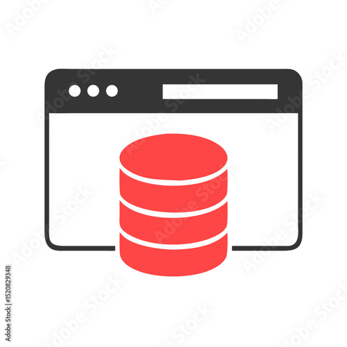 Web browser window with red database icon