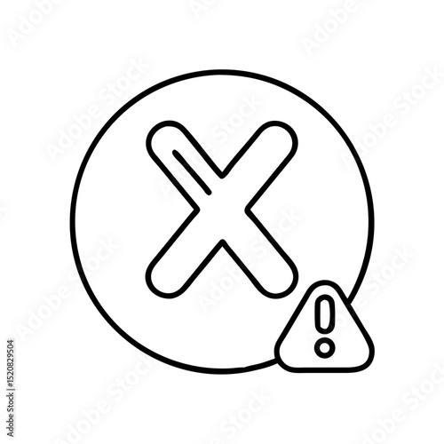 Error icon with X mark and warning triangle