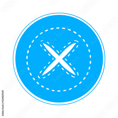 Blue cancel button icon with dashed X
