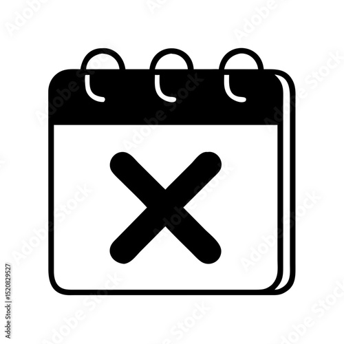 Cancel icon on calendar sheet symbol