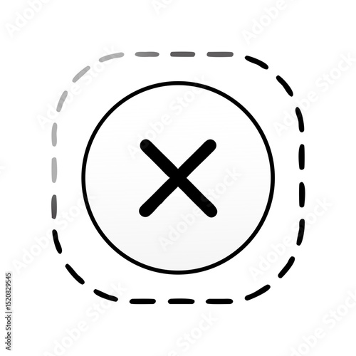 Cancel icon inside rounded square with dashed border