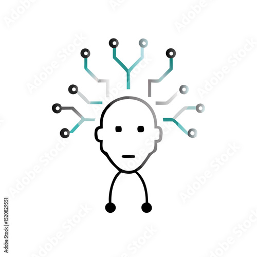 Abstract robotic face with connected circuit nodes