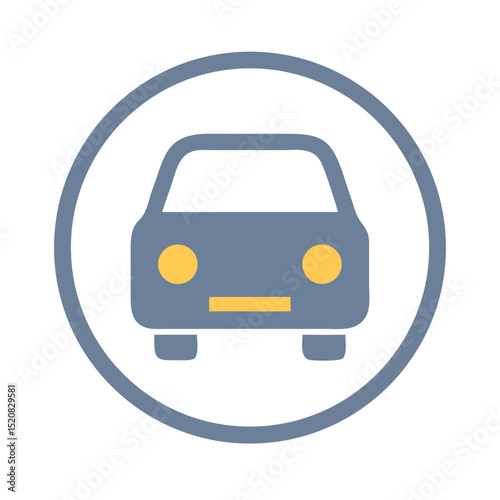 Round car icon with front-facing headlights