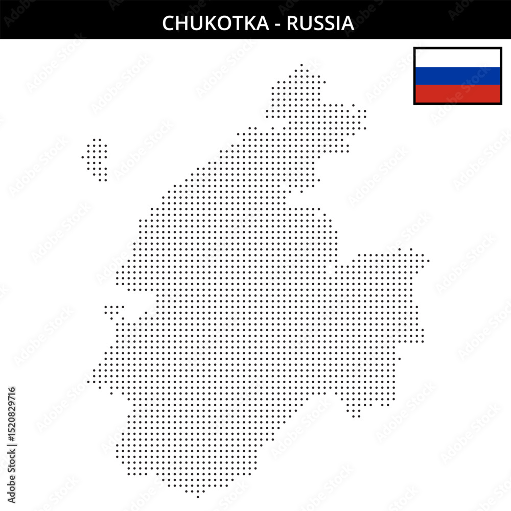 Obraz premium Small dots map of Chukotka in Russia