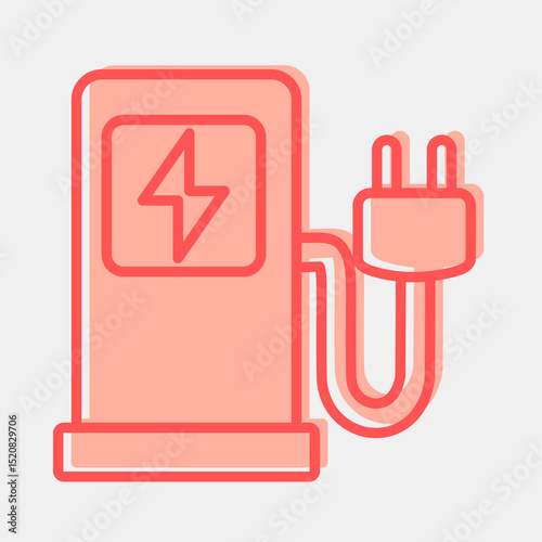 Icon charging station. Renewable energy elements. Icon in two tone style.