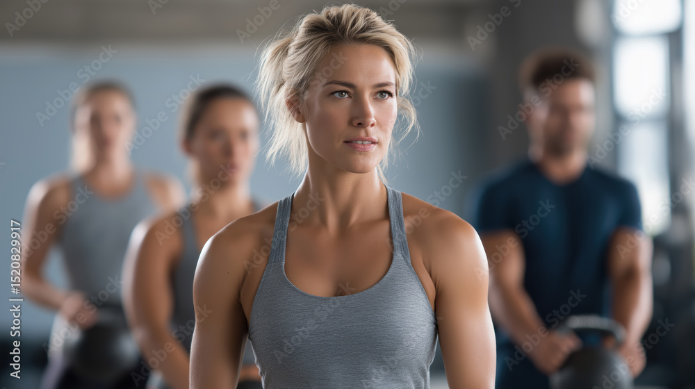 Fototapeta premium Empowering Fitness Women Leading the Way in Gym Workouts