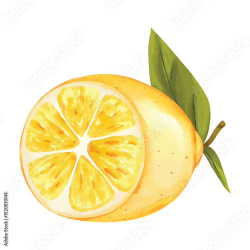 Watercolor clip art of half a lemon