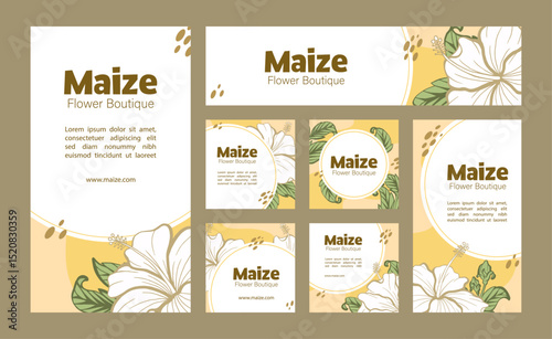 Trendy design social media post incorporate with Hibiscus Flower drawing.