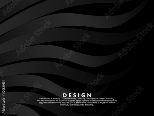 Abstract futuristic dark black background with wave design. Realistic 3d wallpaper with luxurious flowing lines. Perfect background for posters, websites, brochures, banners, applications, etc.	
