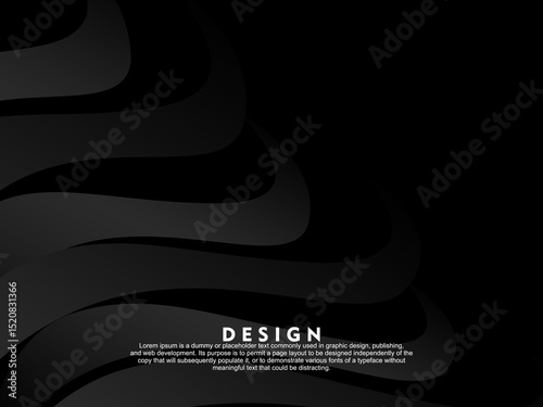 Abstract futuristic dark black background with wave design. Realistic 3d wallpaper with luxurious flowing lines. Perfect background for posters, websites, brochures, banners, applications, etc.	
