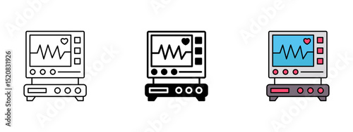 ECG monitor    Line, Glyph, and Fill Style Icon Set
