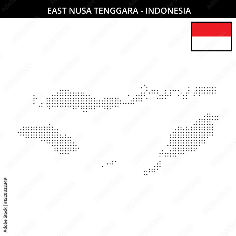 Obraz premium Small dots map of east-nusa-tenggara in Indonesia