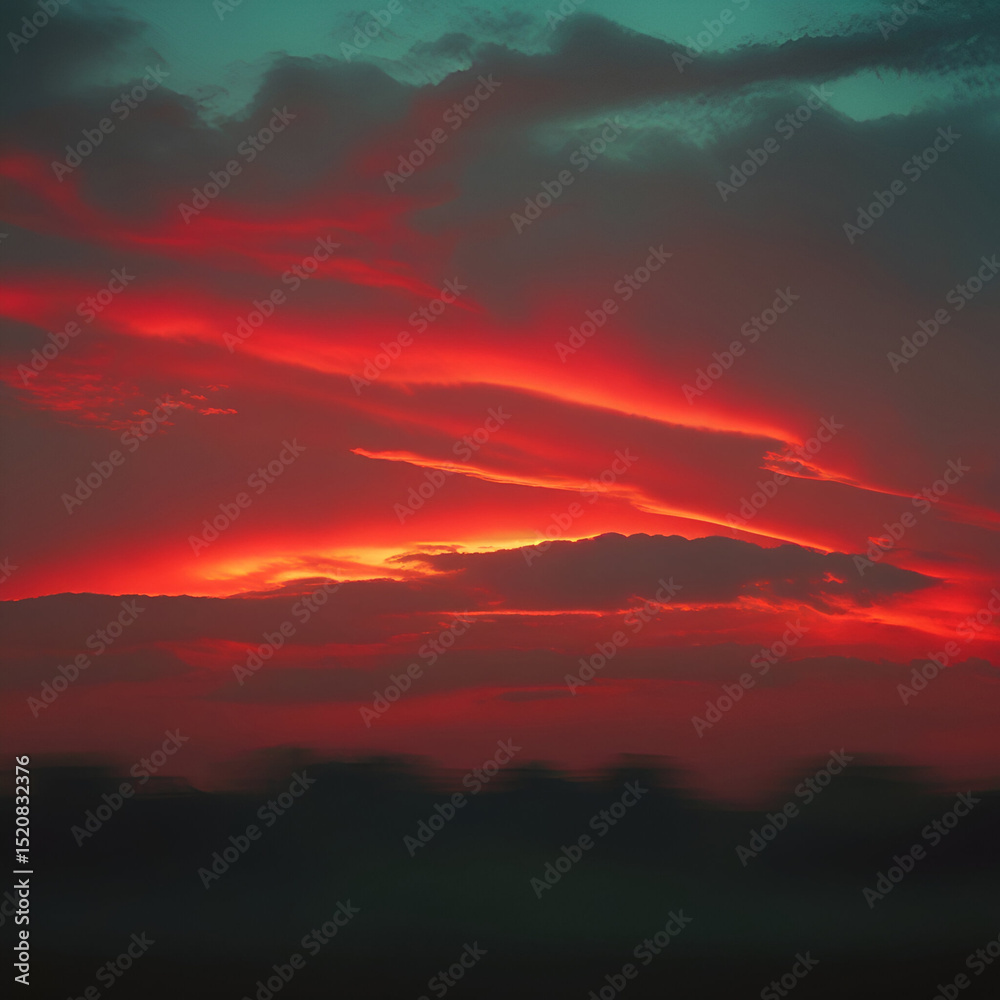 Obraz premium red sky at sunset