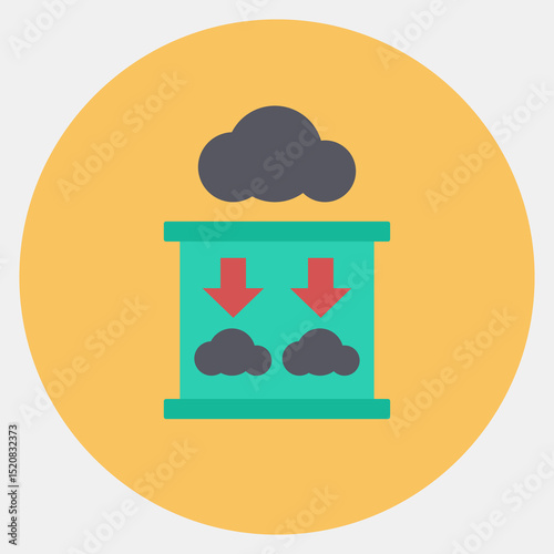 Icon carbon capture. Renewable energy elements. Icon in color mate style.