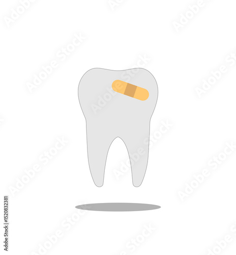 tooth and plaster on a white background,