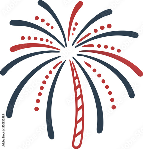 Fireworks Burst in Red and Blue