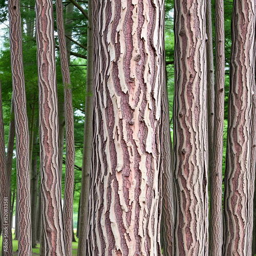 Trees and bark trunks.