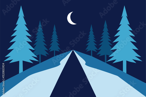 winter forest vector illustration