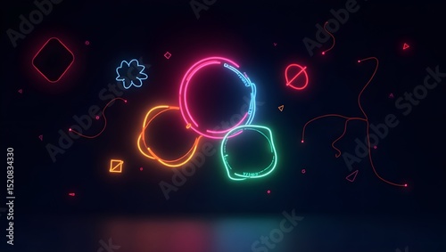Glowing Abstract Neon Shapes – Futuristic Vector on Dark