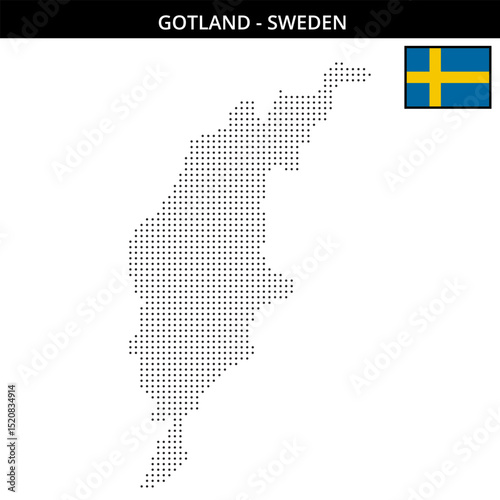 Small dots map of Gotland in Sweden