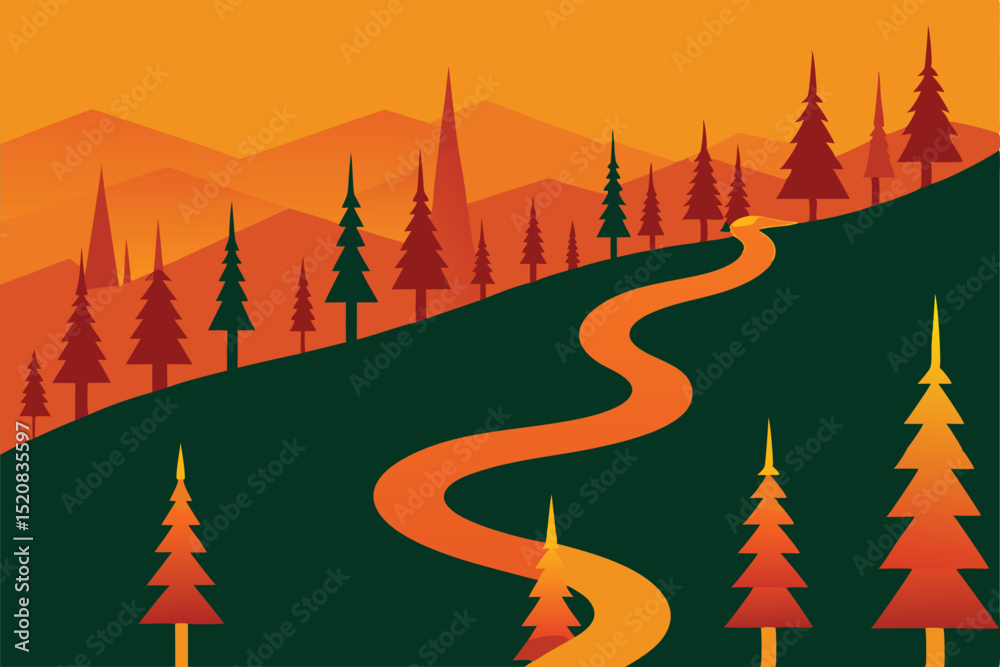 Obraz premium vector illustration of forest fire