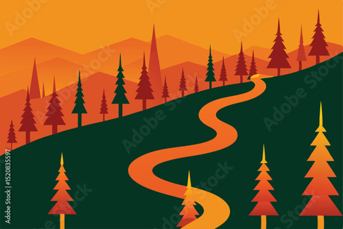 vector illustration of forest fire