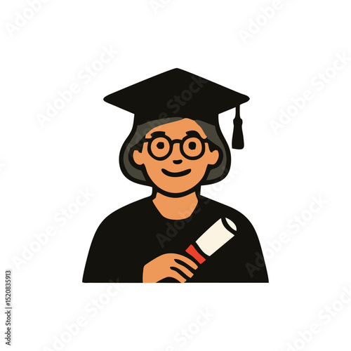 Graduation, school pride, cap design, academic scroll, final diploma for vector celebration theme, education achievement banner, student success