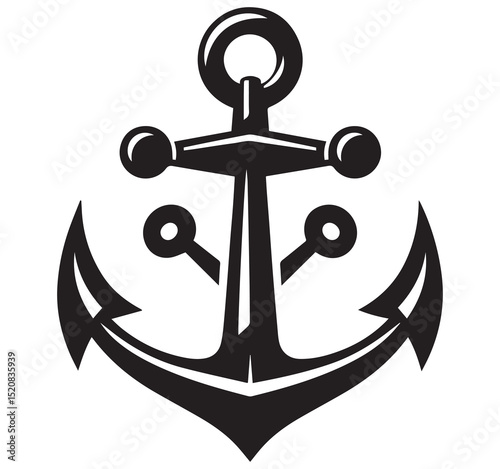 Bold Black Anchor Icon Silhouette Classic Maritime Nautical Symbol Design Vector Graphic Element