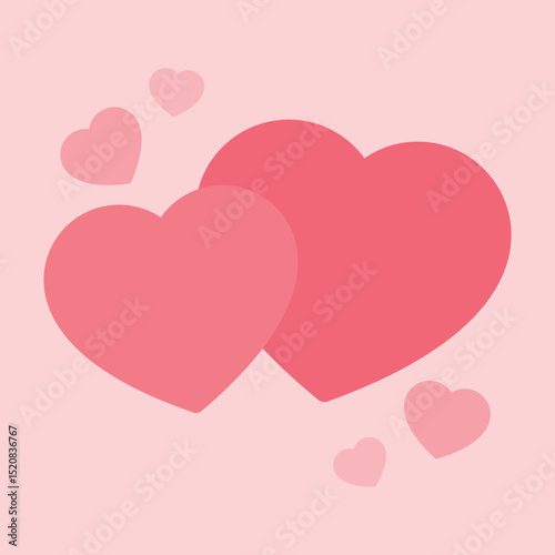 Pink double heart shape icon. Flat design illustration.