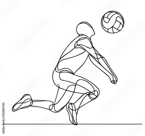 Dynamic Continuous Line Art Illustration of Volleyball Player Forearm Passing Ball
