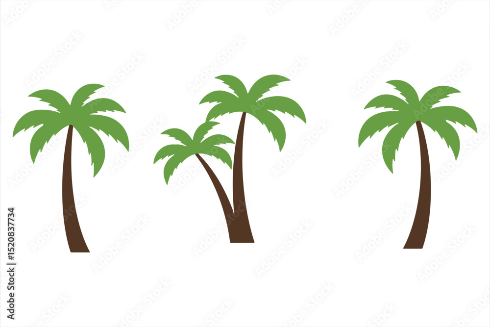Obraz premium Three palm tree icons set on a white background.