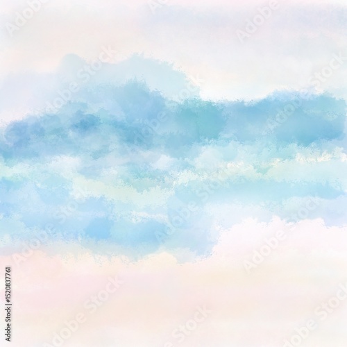 Watercolor Cloudscape Painting in Blue