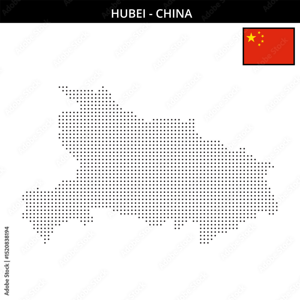 Obraz premium Small dots map of hubei in China