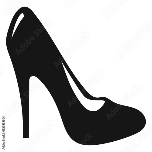 Black High Heel Shoe Icon - Elegant Women's Pump Vector