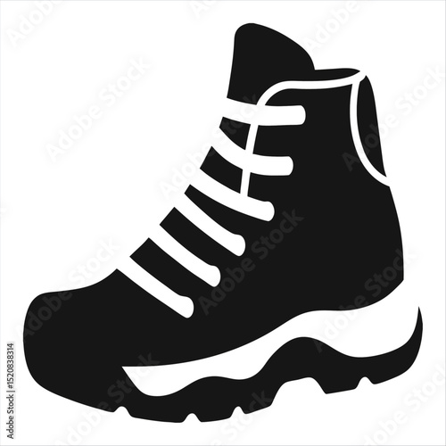 Black Hiking Boot Icon  Trekking Footwear Symbol PNG