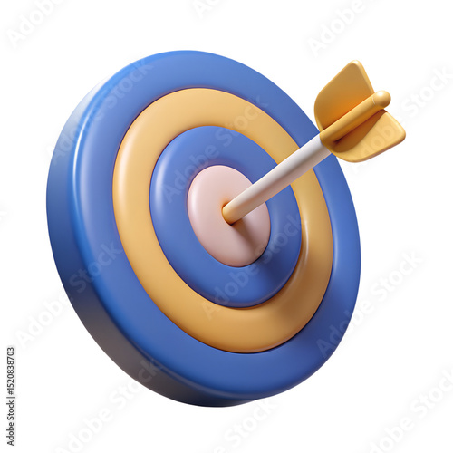 3d target with arrow hitting bullseye