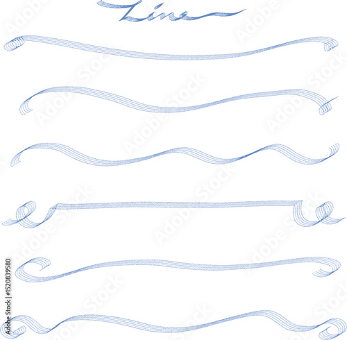 手描きドット曲線のシンプルなラインセット　Adobe Illustrator Artwork