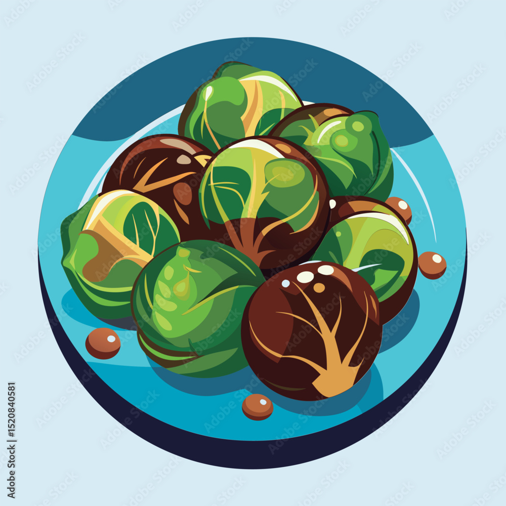 Fototapeta premium Roasted Brussels Sprouts on a Plate